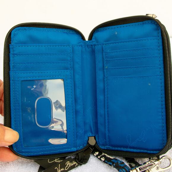 VERA BRADLEY Canterberry Cobalt Zip Around Wallet Clutch Wristlet Crossbody - Picture 6 of 7